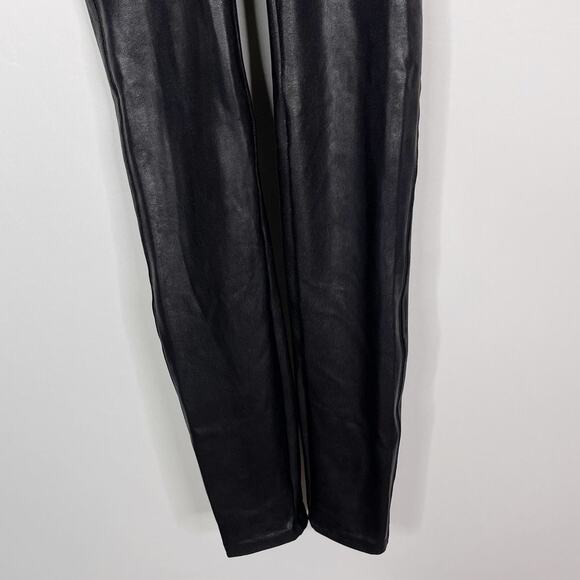 Spanx Maternity Small S Black Faux leather High Waisted Leggings Over The Belly - Picture 5 of 15